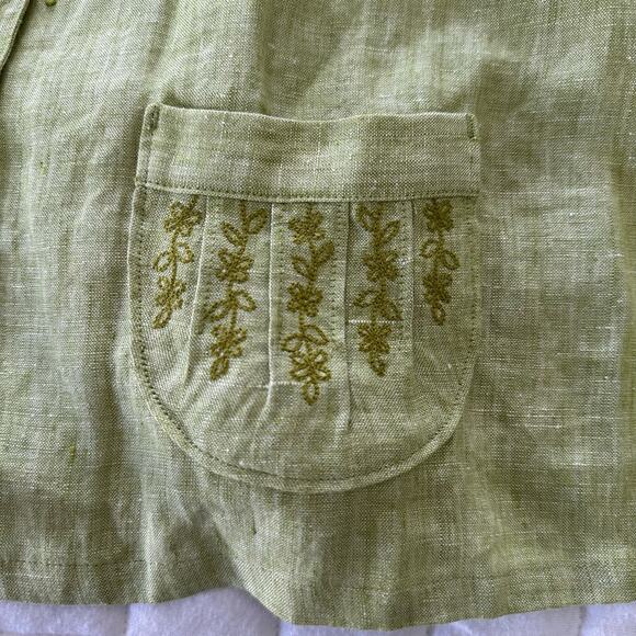 J JILL Womens Jacket MP Linen Embroidered Detail Spring Lagenlook Casual Preppy - Picture 6 of 13